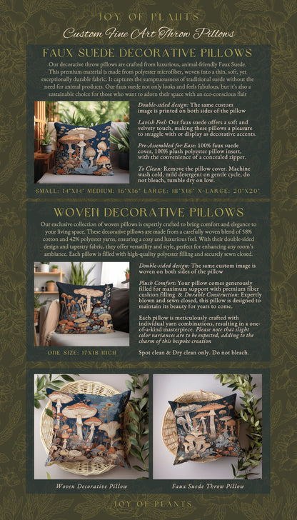 Retro Mushroom Pillow Forestcore | Mystical Room Decor Eclectic Gift for Reading Nook Fairycore Toadstool Cushion Woodland Fairy Aesthetic |