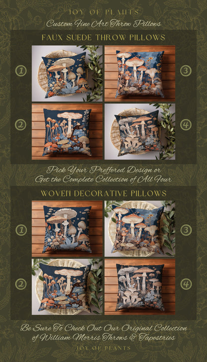 Retro Mushroom Pillow Forestcore | Mystical Room Decor Eclectic Gift for Reading Nook Fairycore Toadstool Cushion Woodland Fairy Aesthetic |