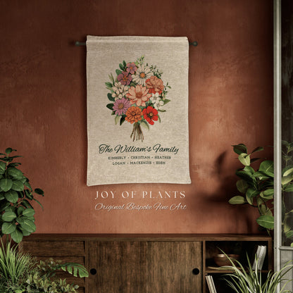 Personalized Birth Flower Bouquet Print | Birthflower Custom Flower Print for Mom Hanging Wall Art Personalized Grandma's Garden Meaningful