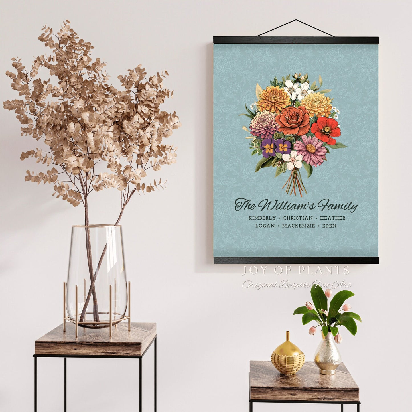 Personalized Birth Flower Bouquet Print | Birthflower Custom Flower Print for Mom Hanging Wall Art Personalized Grandma's Garden Meaningful