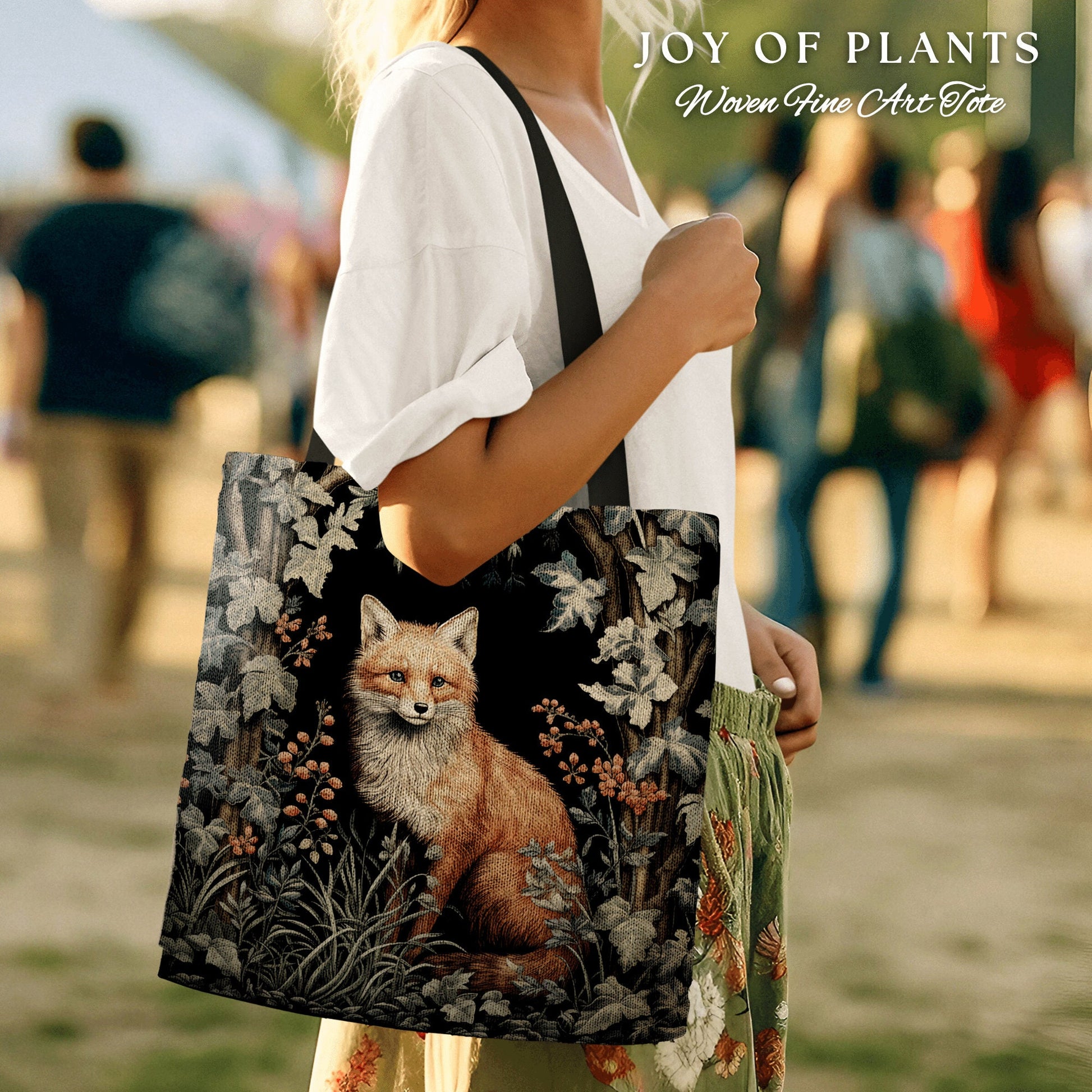 Rustic Fox Tote Bag Botanical | Boho Cottagecore Accessory William Morris Inspired Handbag Fox Satchel Fairycore Fairy Aesthetic Art |