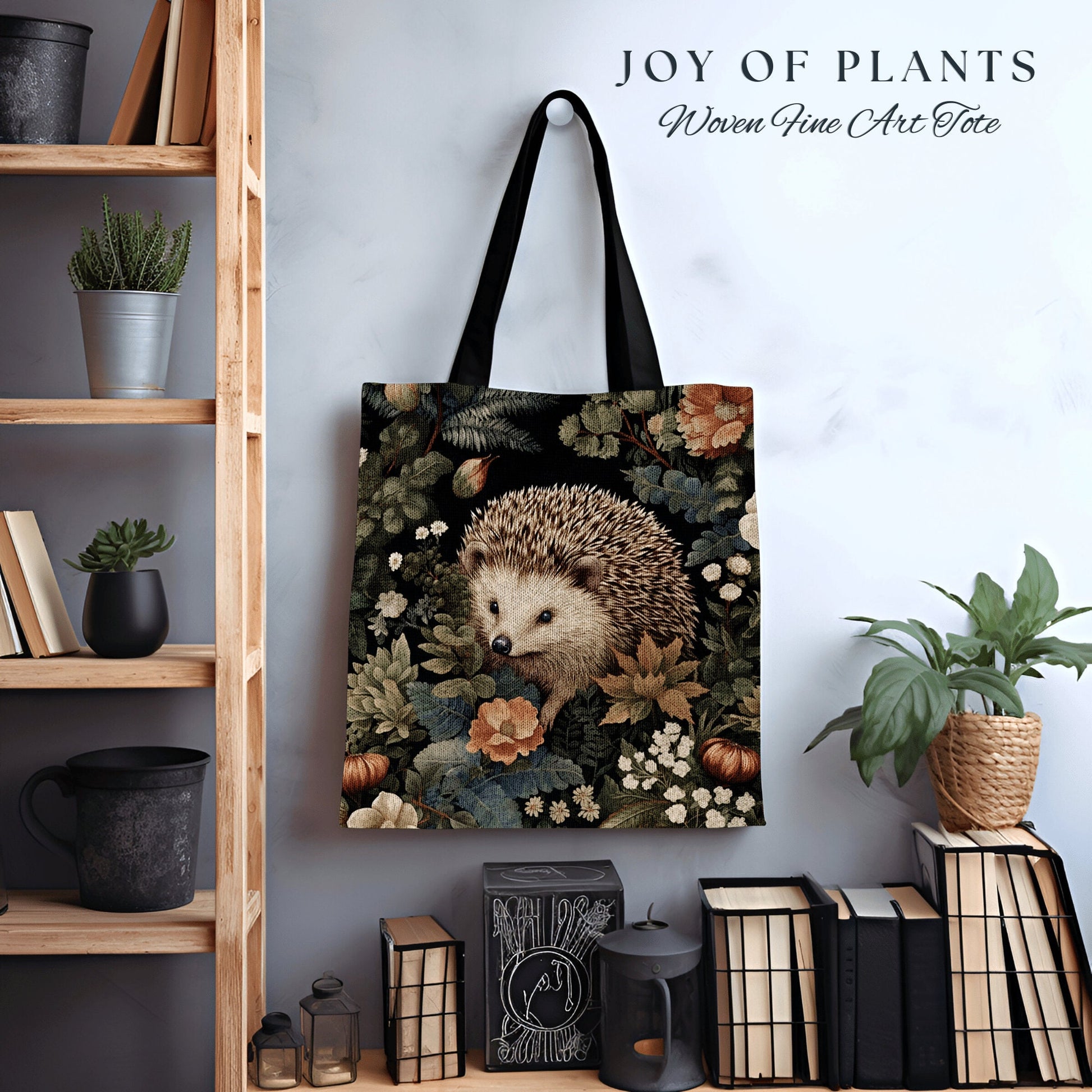 Floral Aesthetic Tote Bag Cute | Fairy Cottagecore Accessory Gift William Morris Inspired Handbag Hedge Hog Satchel Fairycore Botanical |