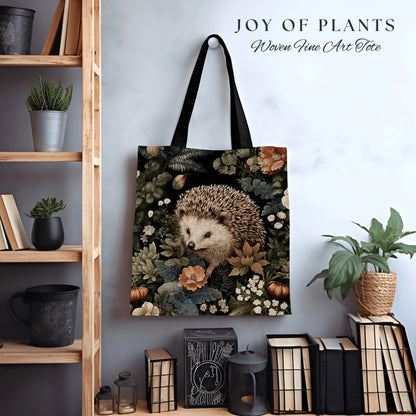 Floral Aesthetic Tote Bag Cute | Fairy Cottagecore Accessory Gift William Morris Inspired Handbag Hedge Hog Satchel Fairycore Botanical |