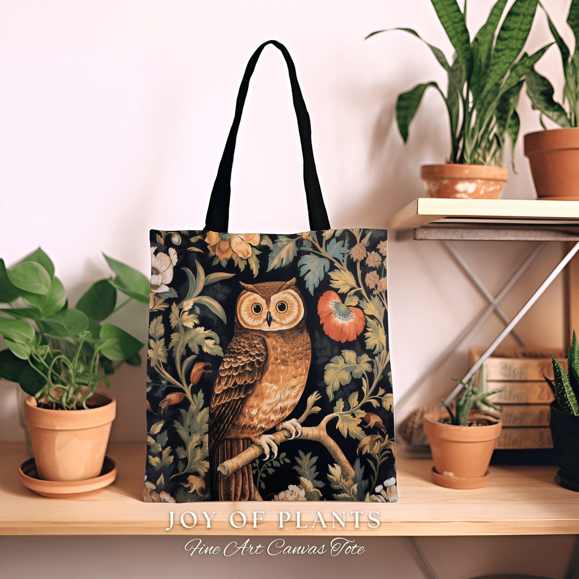 Forest Owl Daily Tote Bag | Botanical Boho Cottagecore Accessory William Morris Inspired Handbag Fox Satchel Fairycore Fairy Aesthetic Art |