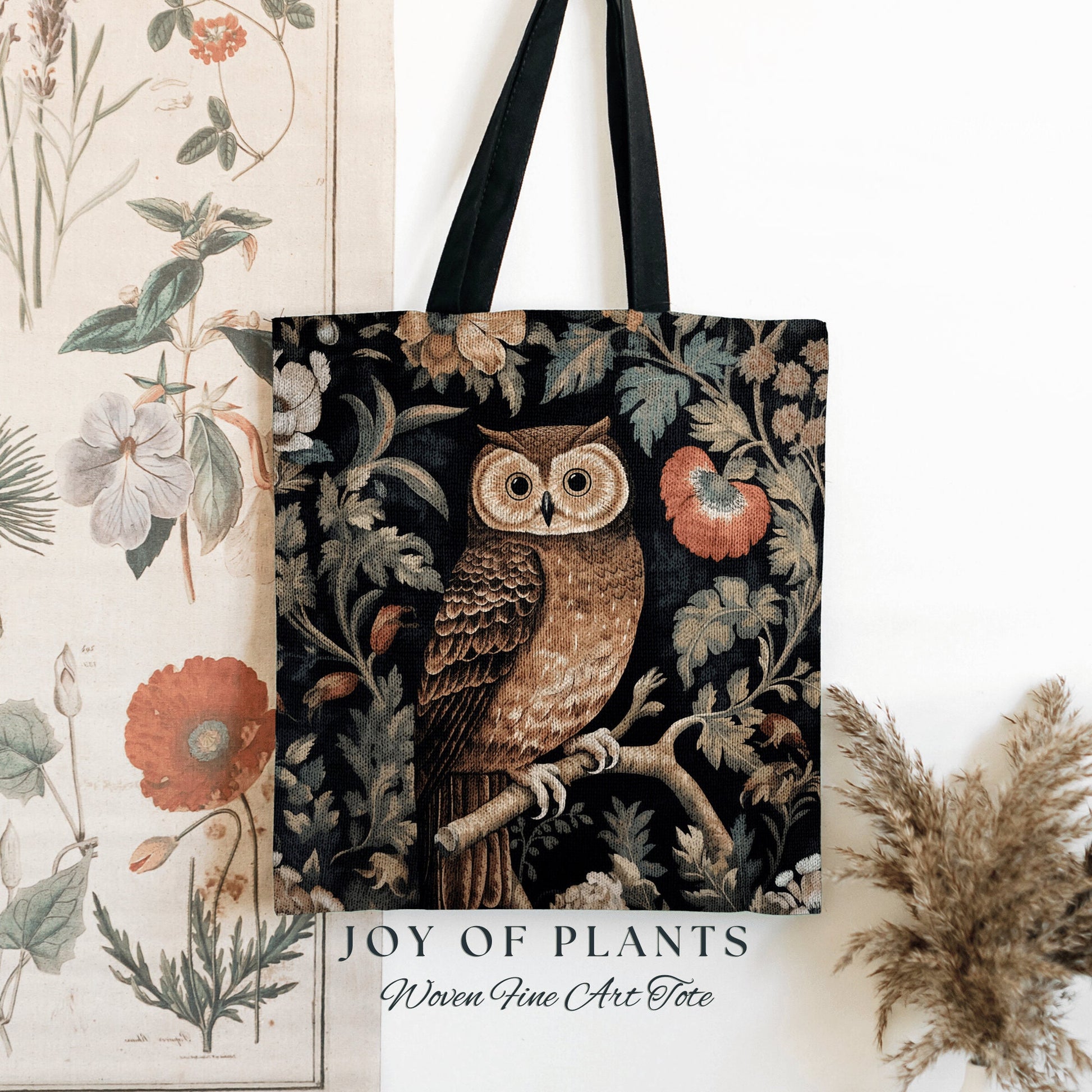 Forest Owl Daily Tote Bag | Botanical Boho Cottagecore Accessory William Morris Inspired Handbag Fox Satchel Fairycore Fairy Aesthetic Art |