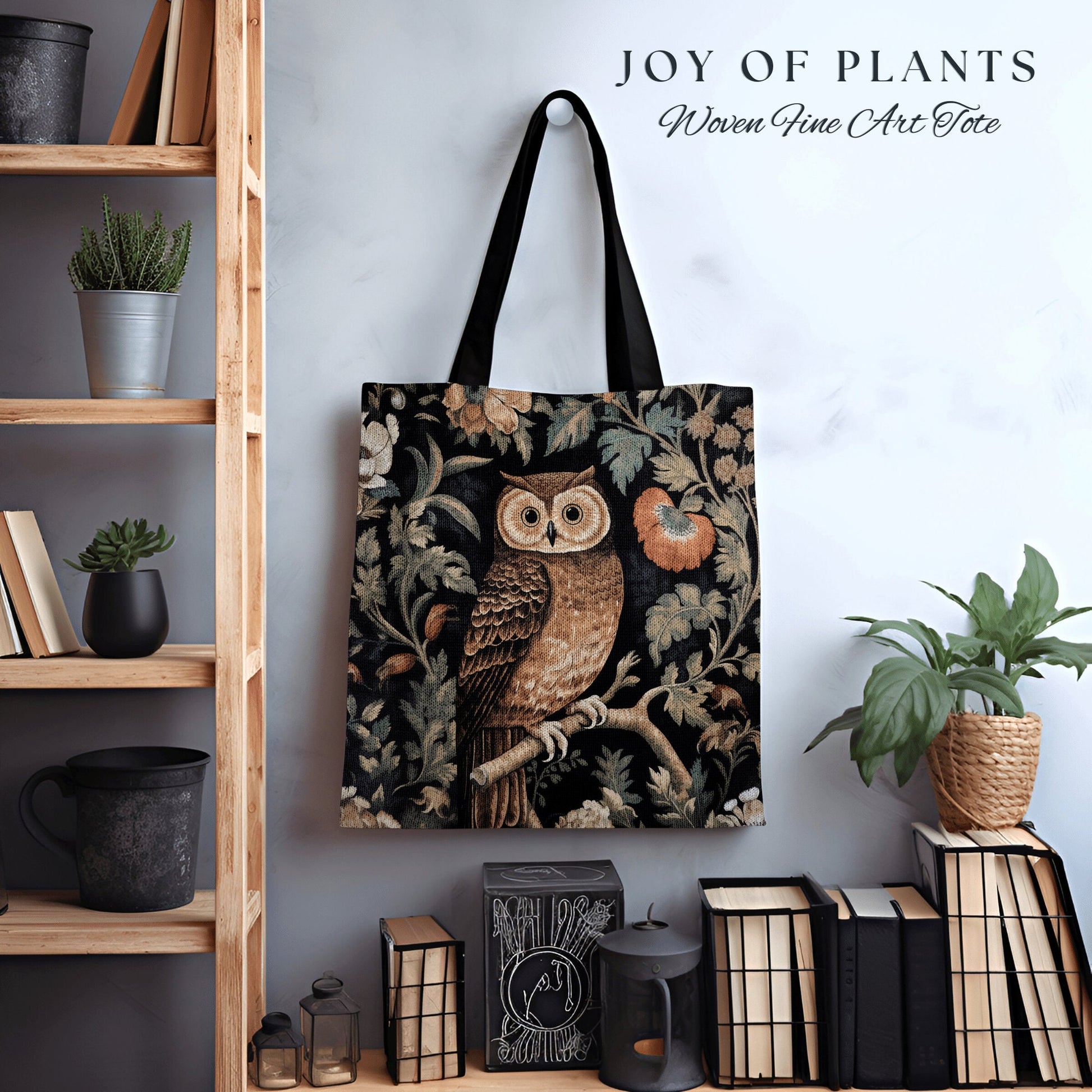 Forest Owl Daily Tote Bag | Botanical Boho Cottagecore Accessory William Morris Inspired Handbag Fox Satchel Fairycore Fairy Aesthetic Art |