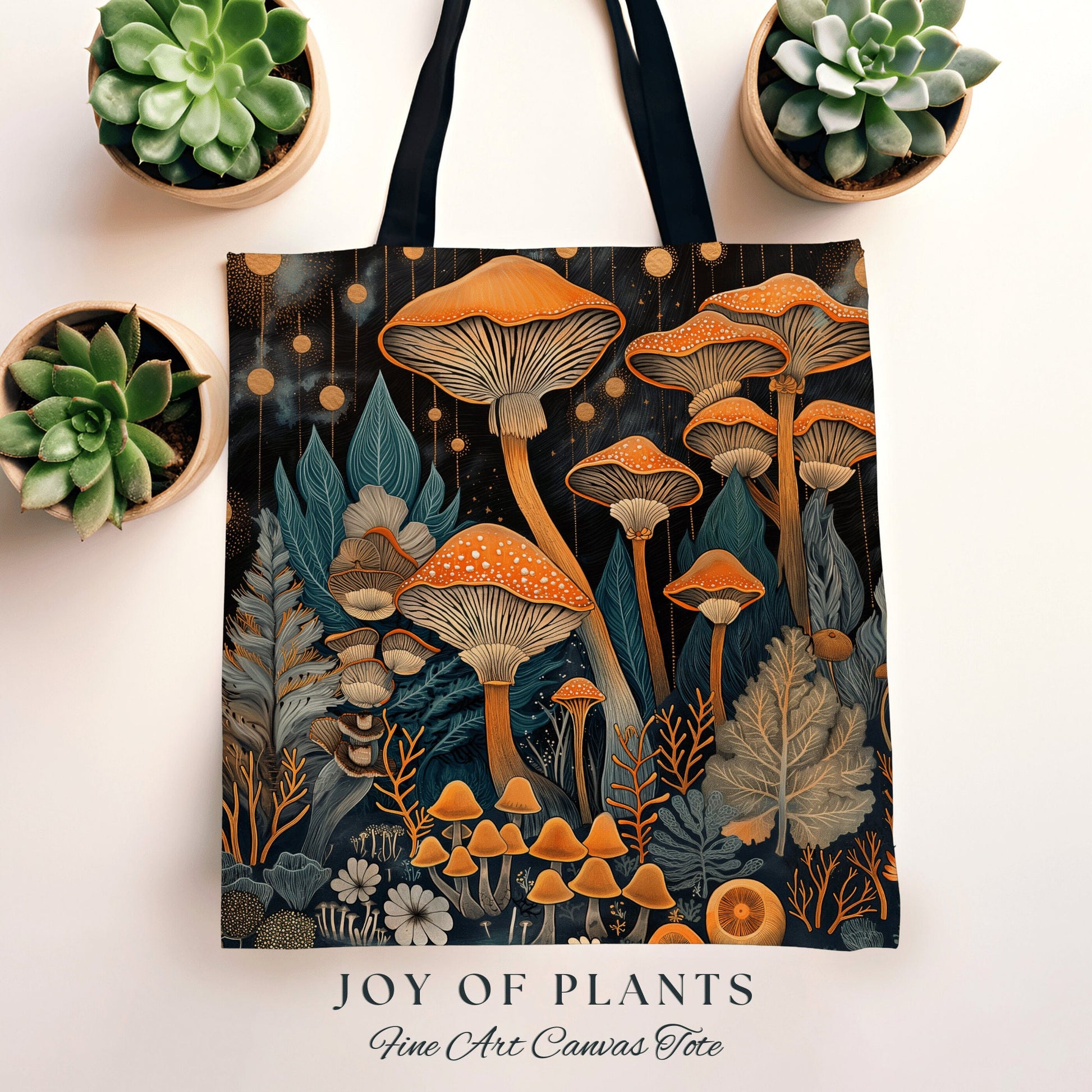 Everyday Mushroom Tote Bag | Eclectic Gift for Forager Fairy Core Toadstool Bag Woven Cottagecore Satchel Mycology Gift for Mushroom Lover |