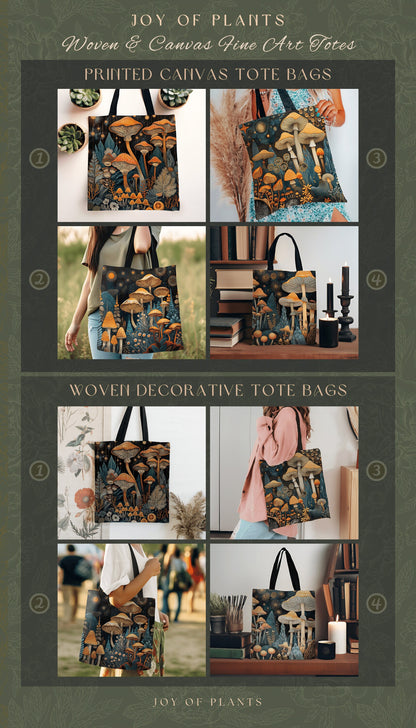 Maximalist Mushroom Aesthetic Bag | Ethereal Gift for Witch Fairy Mystical Bag Woven Dark Cottagecore Satchel Mycology Gift for Forager