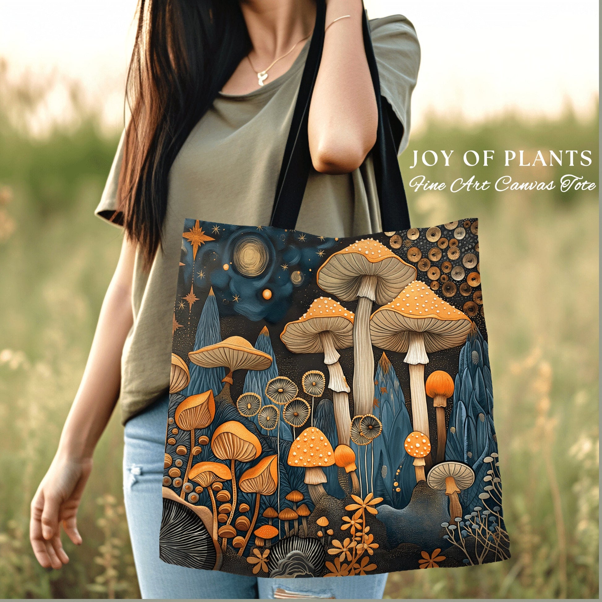 Maximalist Mushroom Aesthetic Bag | Ethereal Gift for Witch Fairy Mystical Bag Woven Dark Cottagecore Satchel Mycology Gift for Forager