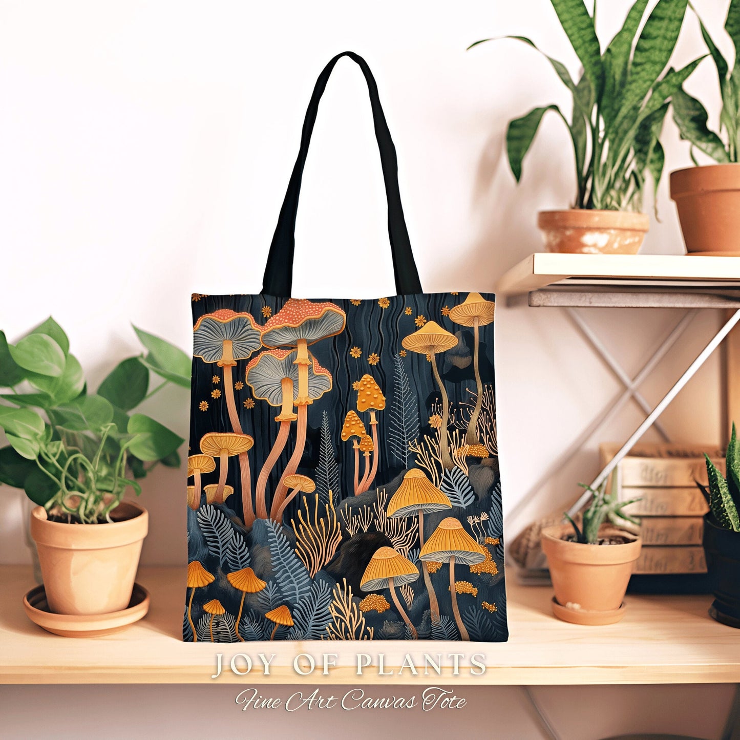 Toadstool Tapestry Tote Boho | Ethereal Gift for Forager Fairy Core Mystical Bag Woven Cottagecore Satchel Mycology Gift for Mushroom Lover