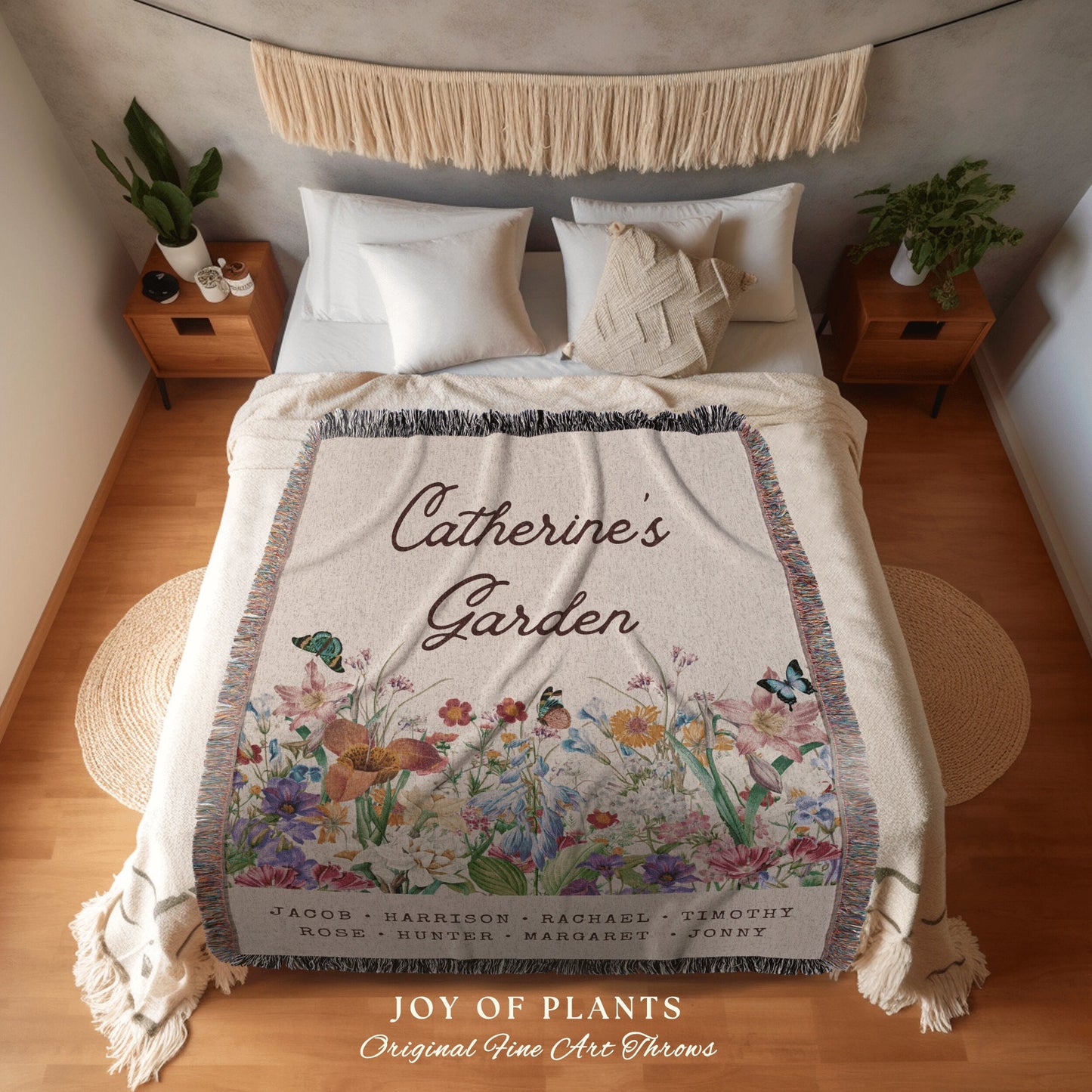 Grandchildren's Names Custom Blanket | Family Name Tapestry Grandkid's Names Grandmas Garden Thoughtful In-Law Gift for Mom Custom Throw |