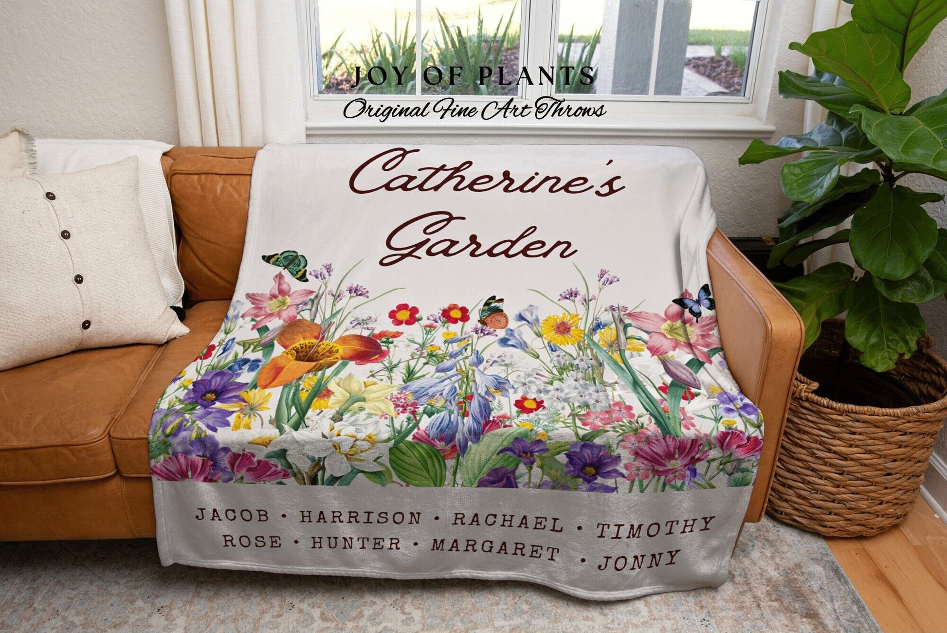 Grandchildren's Names Custom Blanket | Family Name Tapestry Grandkid's Names Grandmas Garden Thoughtful In-Law Gift for Mom Custom Throw |