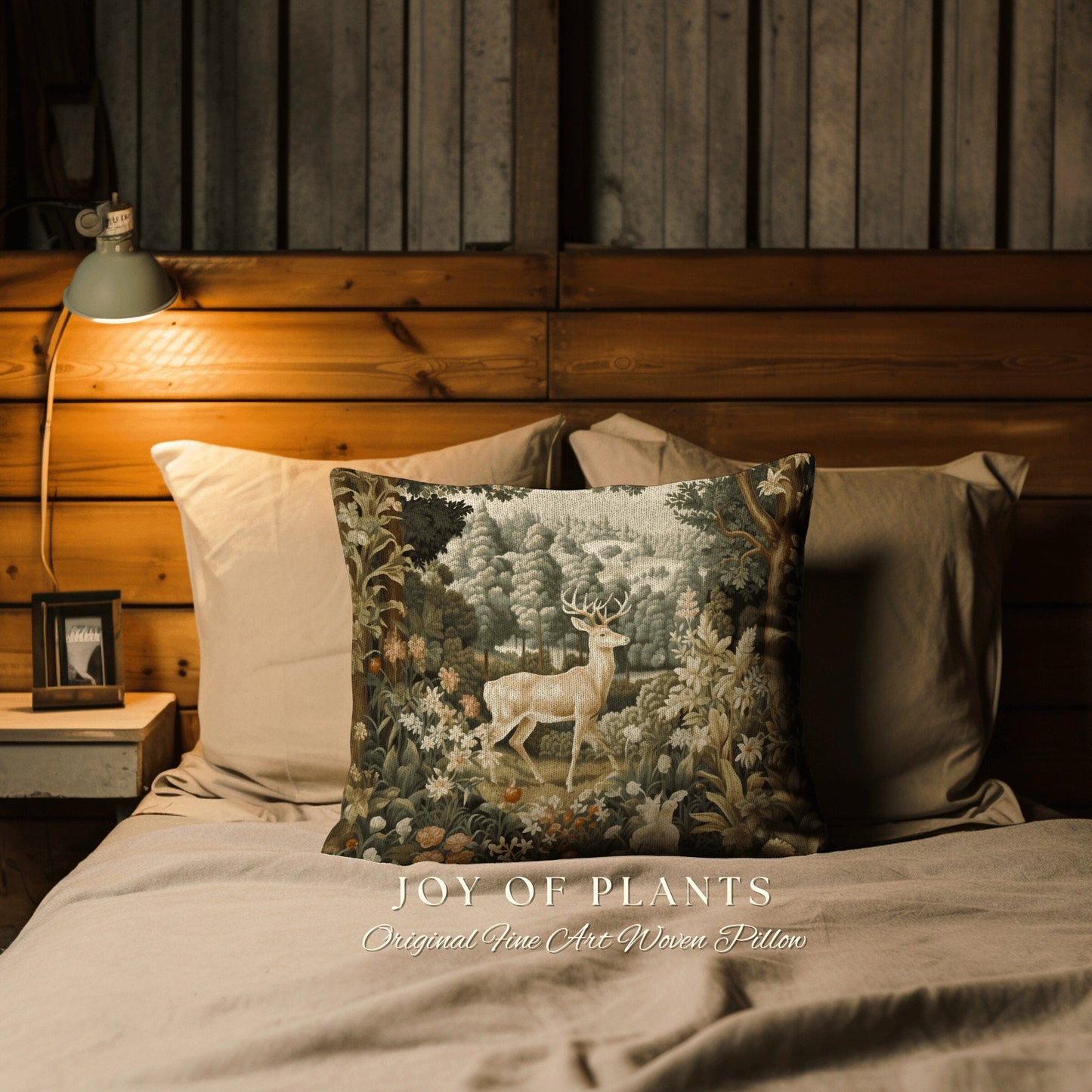 Mystic Meadow Deer Pillow | William Morris Inspired Woodland Fairycore Decor Cushion Maximalist Ornate Home Decor Throw Pillow Eclectic