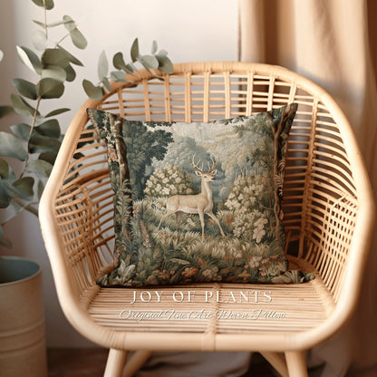 Folklore Aesthetic Deer Pillow French Landscape Inspired Woodland Fairycore Decor Cushion Whimsical Cottagecore Home Decor Throw Pillow