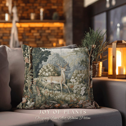 Folklore Aesthetic Deer Pillow French Landscape Inspired Woodland Fairycore Decor Cushion Whimsical Cottagecore Home Decor Throw Pillow