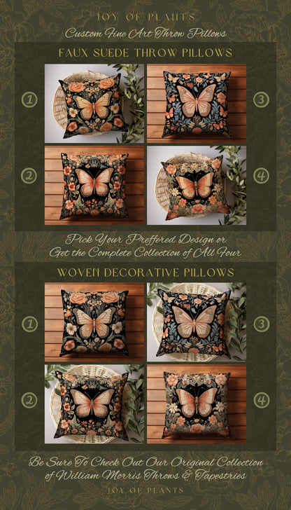 Fairycore Butterfly Throw Pillow | Fairy Aesthetic Cottagecore Moth Aesthetic Cushion Maximalist Ornate Home Decor Housewarming Gift Boho