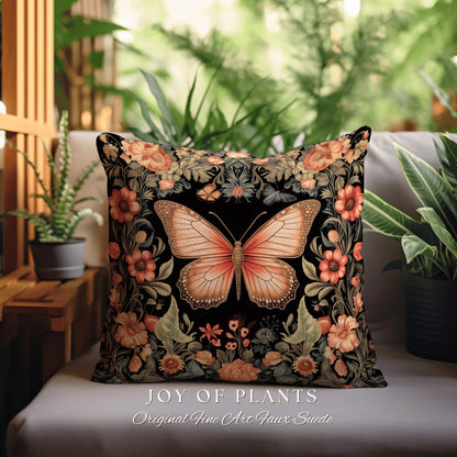 Fairycore Butterfly Throw Pillow | Fairy Aesthetic Cottagecore Moth Aesthetic Cushion Maximalist Ornate Home Decor Housewarming Gift Boho