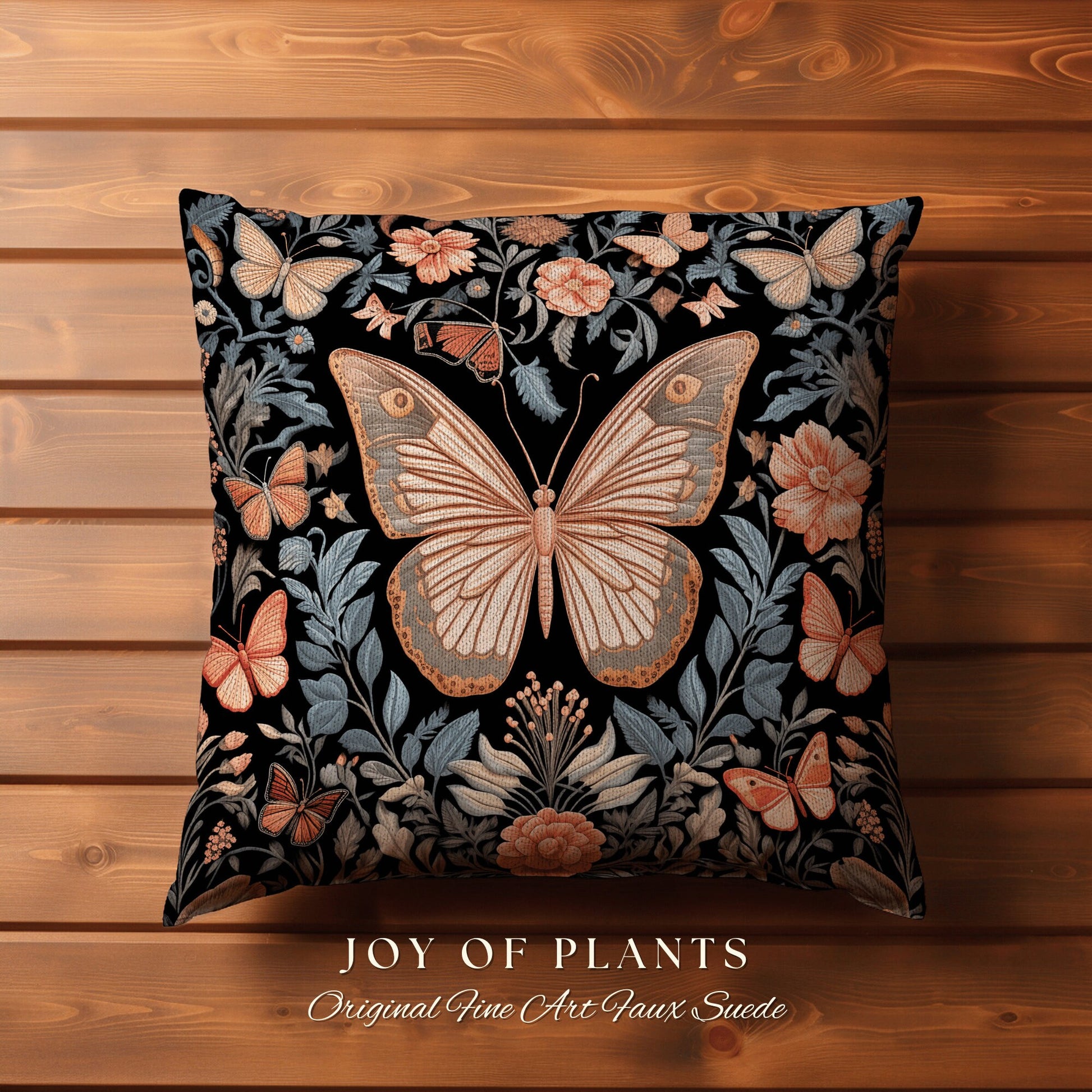 Celestial Butterfly Accent Pillow | William Morris Inspired Forestcore Moth Aesthetic Cushion Maximalist Ornate Home Decor Housewarming Gift