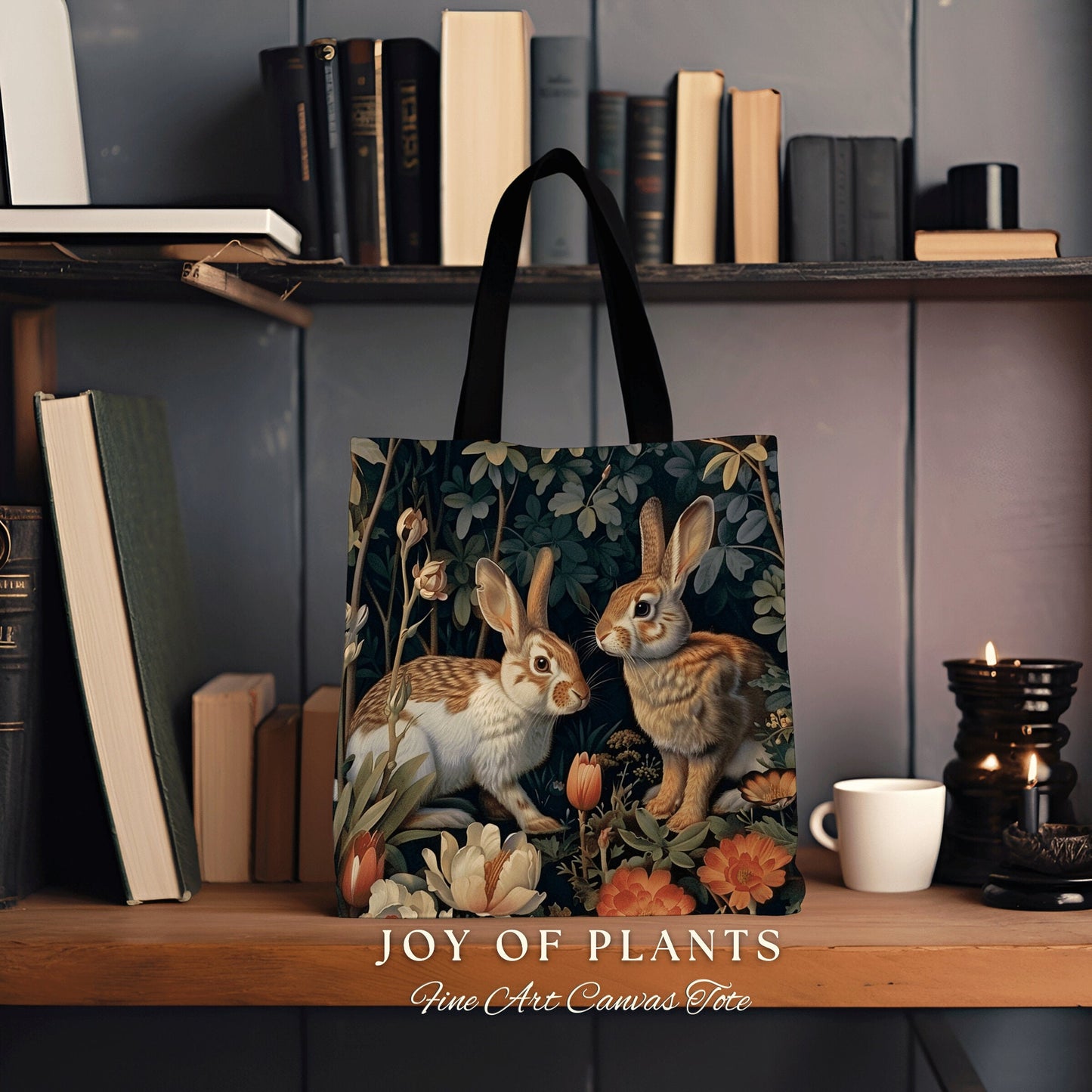 Forest Bunnies Woven Tote | Nature Inspired Satchel Forestcore Maximalist Tapestry Tote Cottagecore Rabbit Aesthetic Fairycore Bag