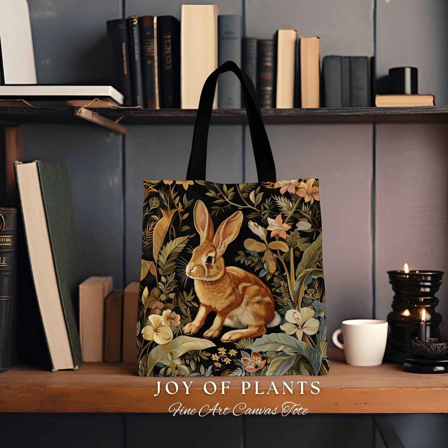 Botanical Rabbit Tote Woven | Nature Inspired Satchel Forestcore Maximalist Tapestry Tote Cottagecore Rabbit Aesthetic Fairycore Bag |