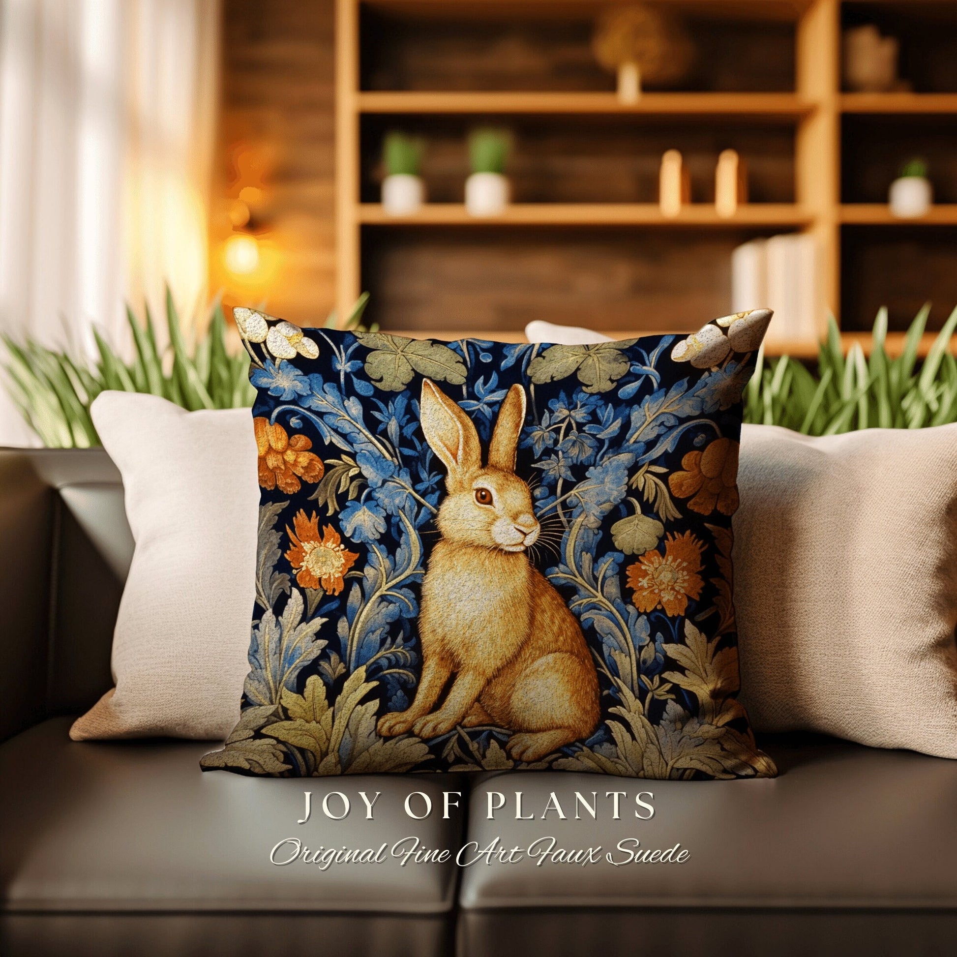 Elegant Accent Pillow Woven | Fairycore Woven Accent Pillow Cottagecore Room Decor Botanical Bunny Aesthetic Rabbit Cushion Whimsical Gift