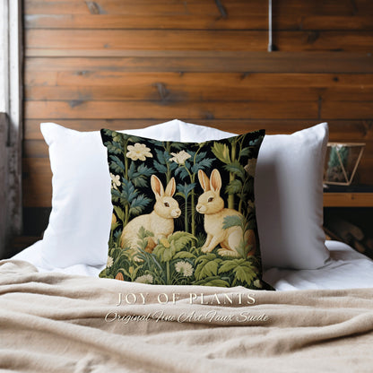 Fairy Core Woven Accent Pillow Cottagecore Rabbit Room Decor Bunny Cushion Forestcore Light Academia Botanical Classic Spring Decor Pillow