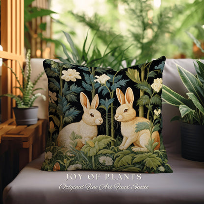 Fairy Core Woven Accent Pillow Cottagecore Rabbit Room Decor Bunny Cushion Forestcore Light Academia Botanical Classic Spring Decor Pillow