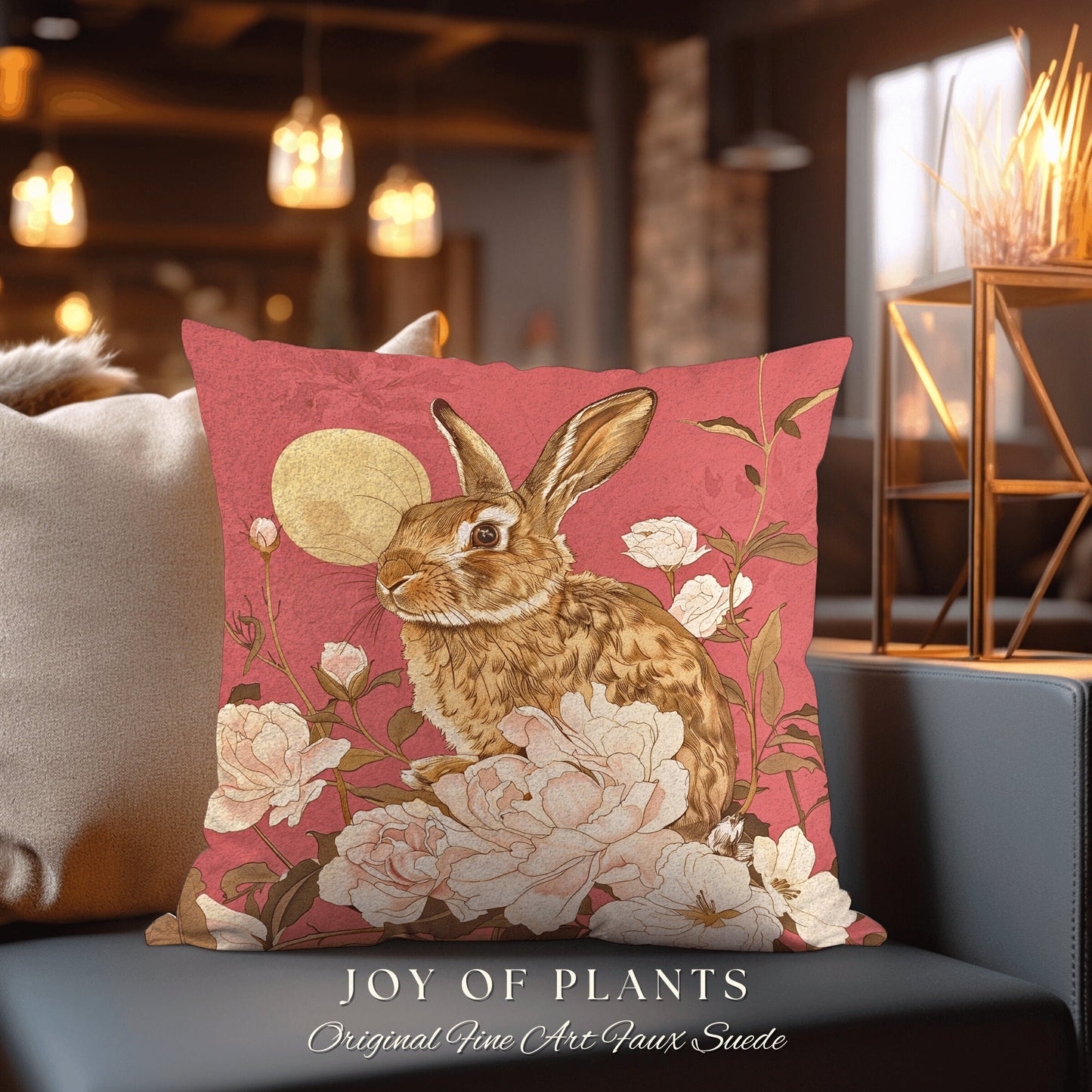 Blush Pink Throw Pillow | Dusty Rose Accent Pillow Cottagecore Aesthetic Rabbit Room Decor Bunny Cushion Forestcore Light Mauve Decor