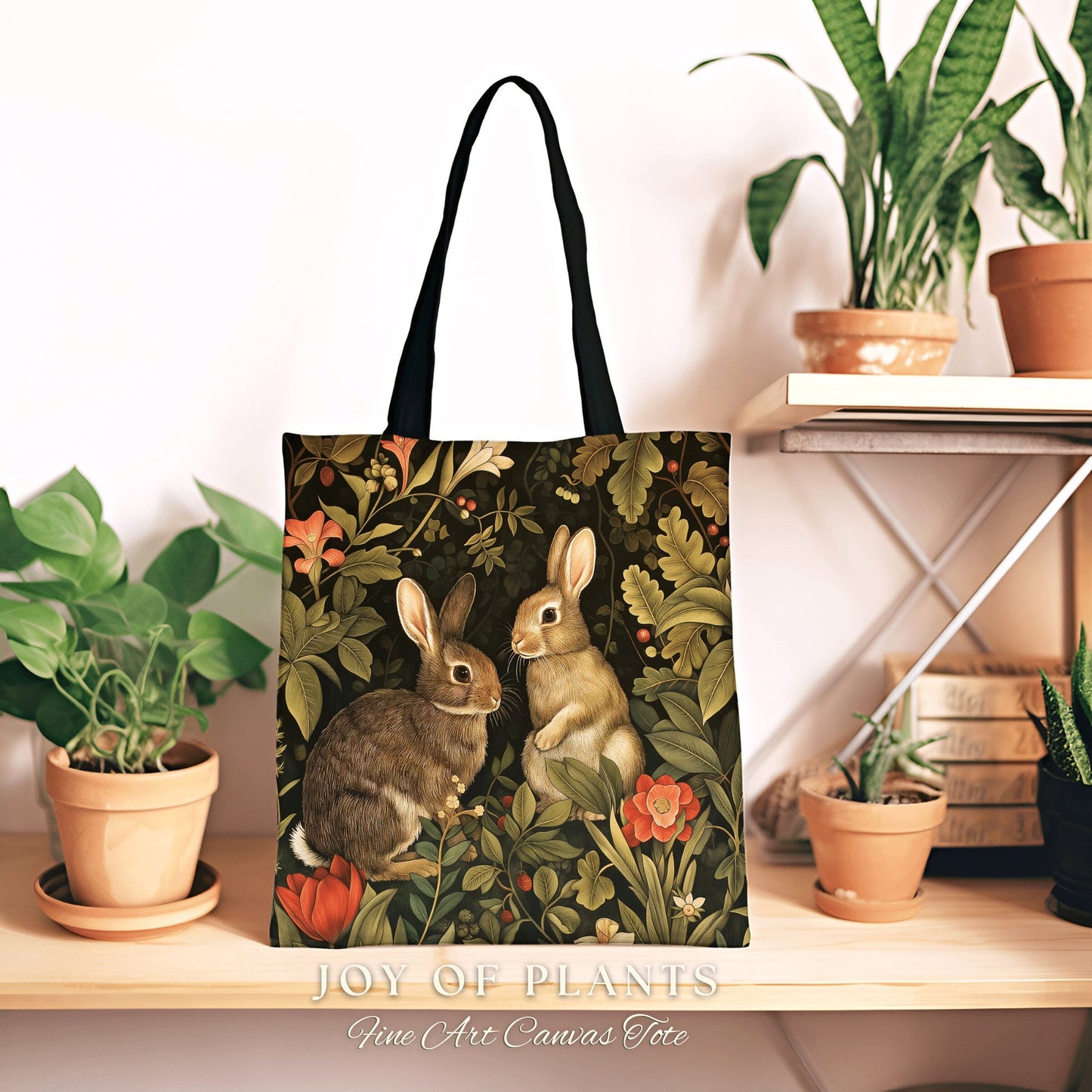 Dark Woodland Tote Bag | Nature Inspired Satchel Forestcore Maximalist Tapestry Tote Cottagecore Rabbit Aesthetic Fairycore Spring Bunnies