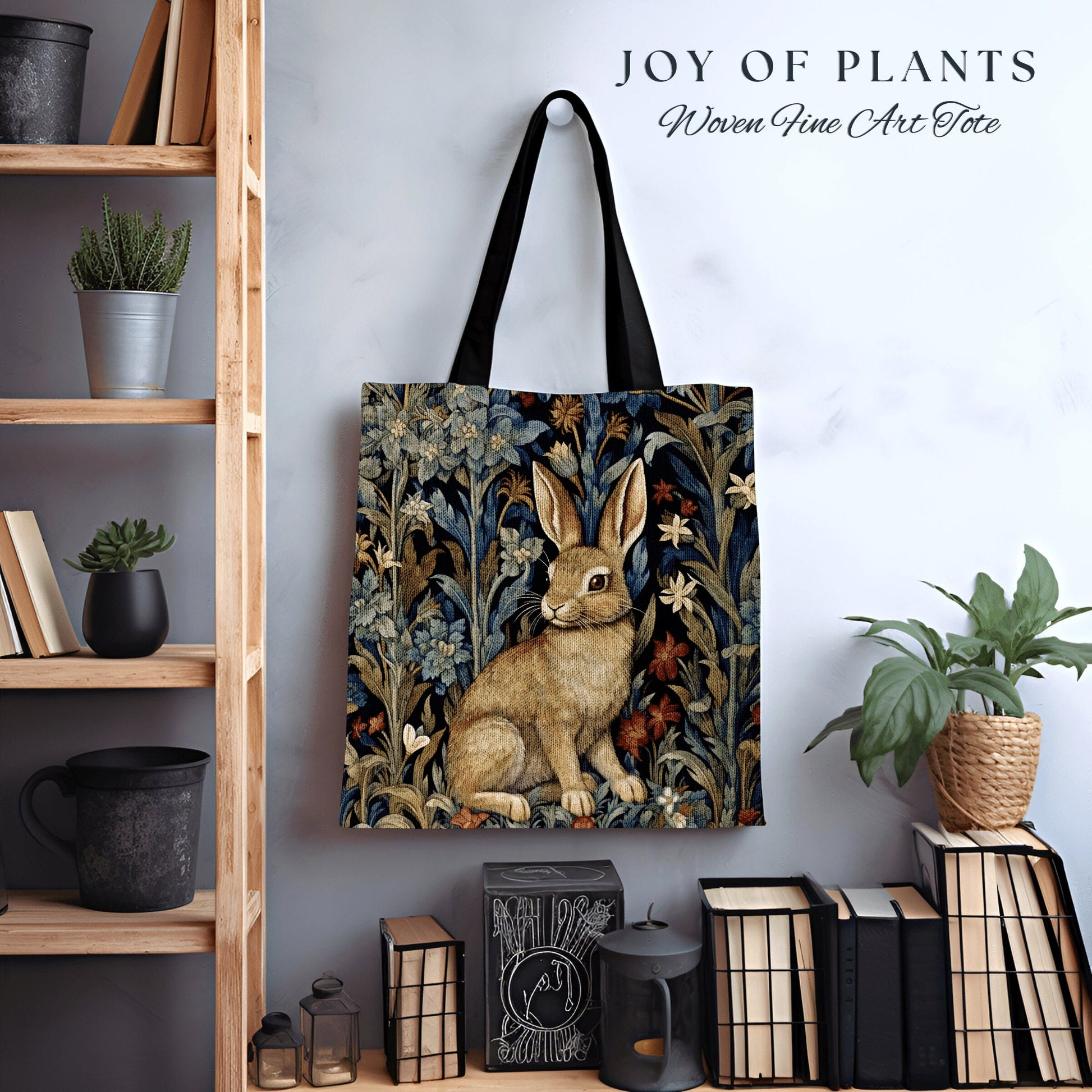 Maximalist Rabbit Tote Bag | Whimsical Nature Inspired Satchel Forestcore Tapestry Bag Cottagecore Rabbit Themed Fairycore Spring Fashion