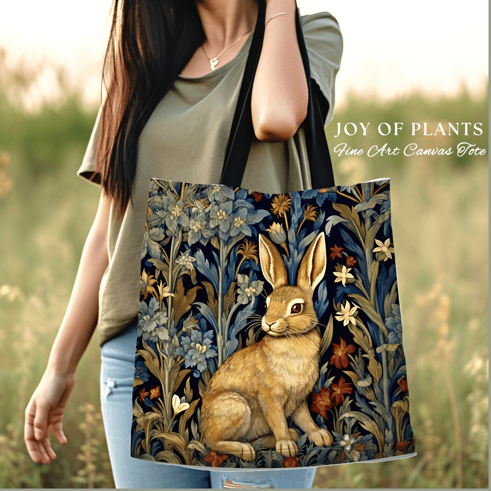 Maximalist Rabbit Tote Bag | Whimsical Nature Inspired Satchel Forestcore Tapestry Bag Cottagecore Rabbit Themed Fairycore Spring Fashion