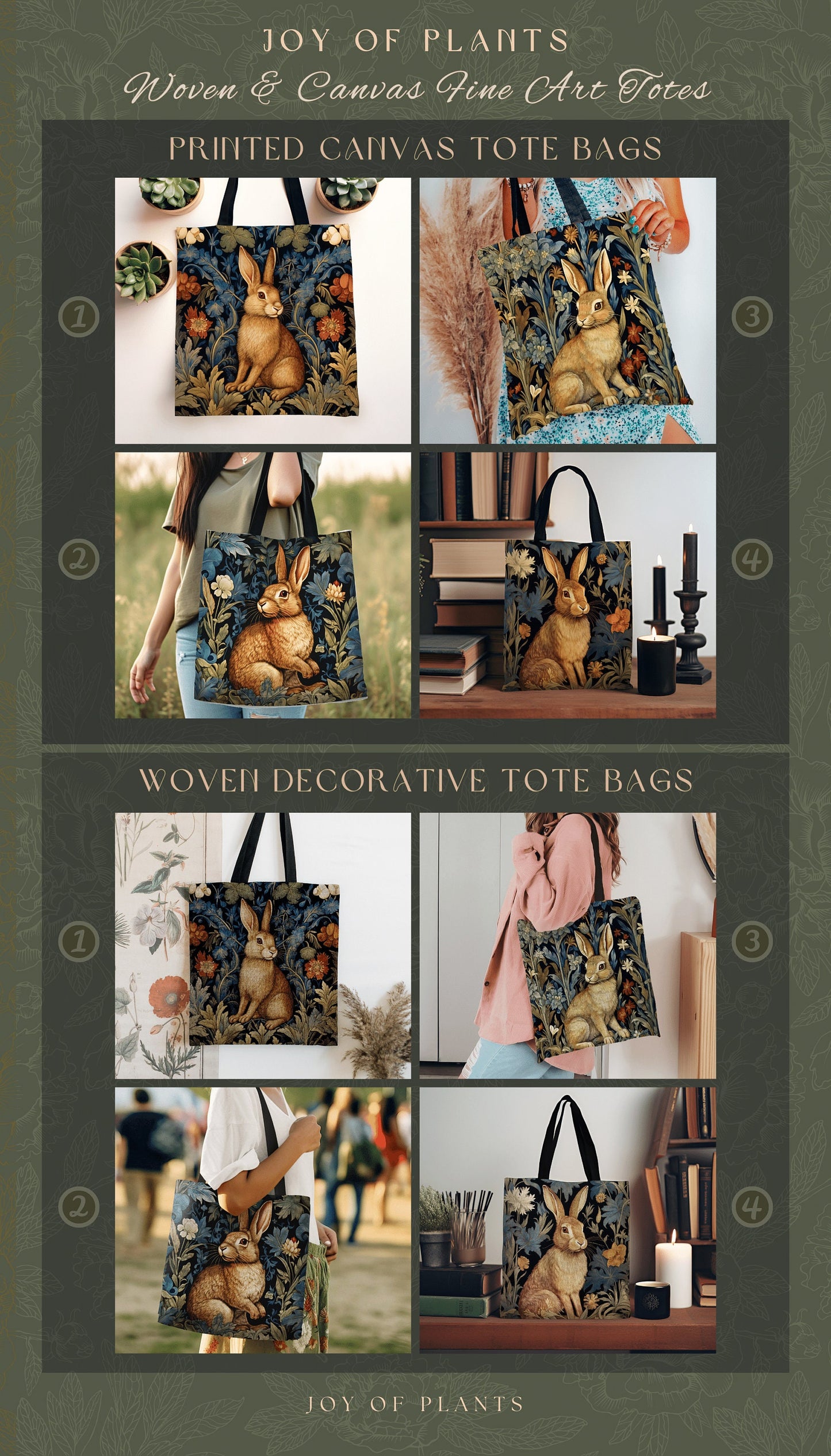 Maximalist Rabbit Tote Bag | Whimsical Nature Inspired Satchel Forestcore Tapestry Bag Cottagecore Rabbit Themed Fairycore Spring Fashion