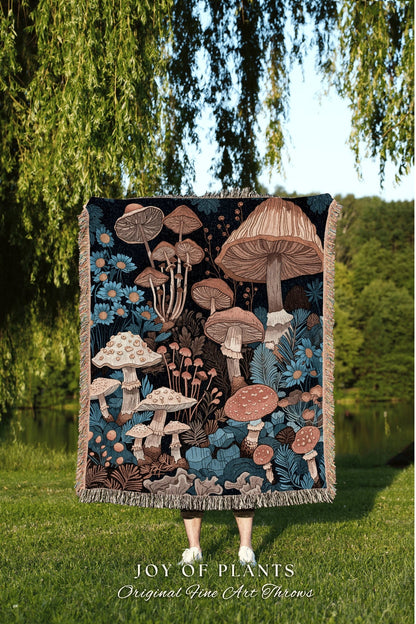 Cozy Mushroom Throw Blanket | Eclectic Throw for Mushroom Lover Gift Whimsical Room Design Reading Nook Maximalist Aesthetic Toadstool