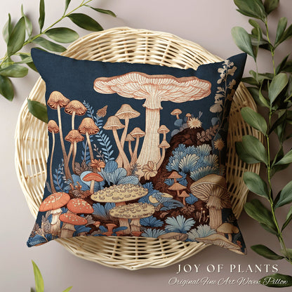 Mushroom Pillow Woodland Decor | Whimsical Room Eclectic Gift for Reading Nook Fairycore Throw Cushion Woven Fairy Aesthetic Cottagecore