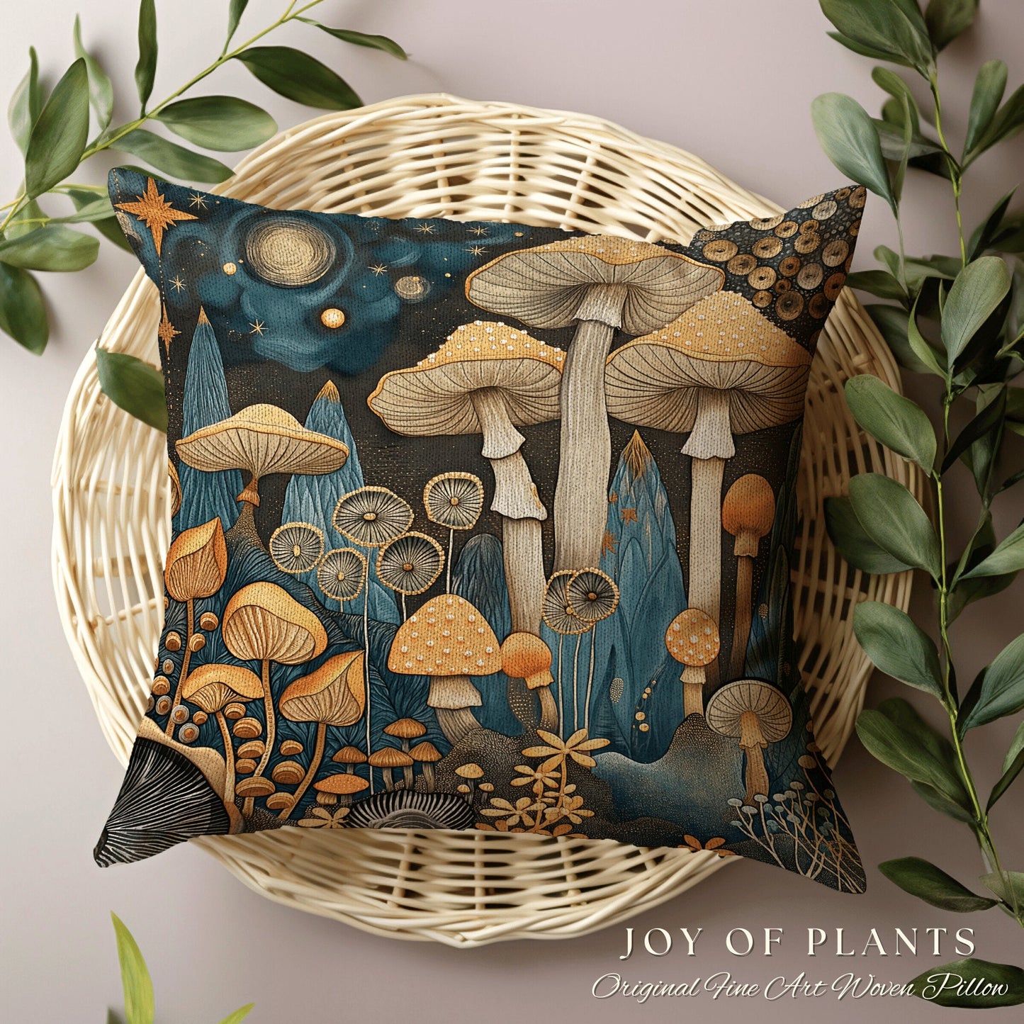 Enchanted Mushroom Pillow | Mystical Room Decor Eclectic Gift for Reading Nook Fairycore Toadstool Cushion Woodland Fairy Aesthetic