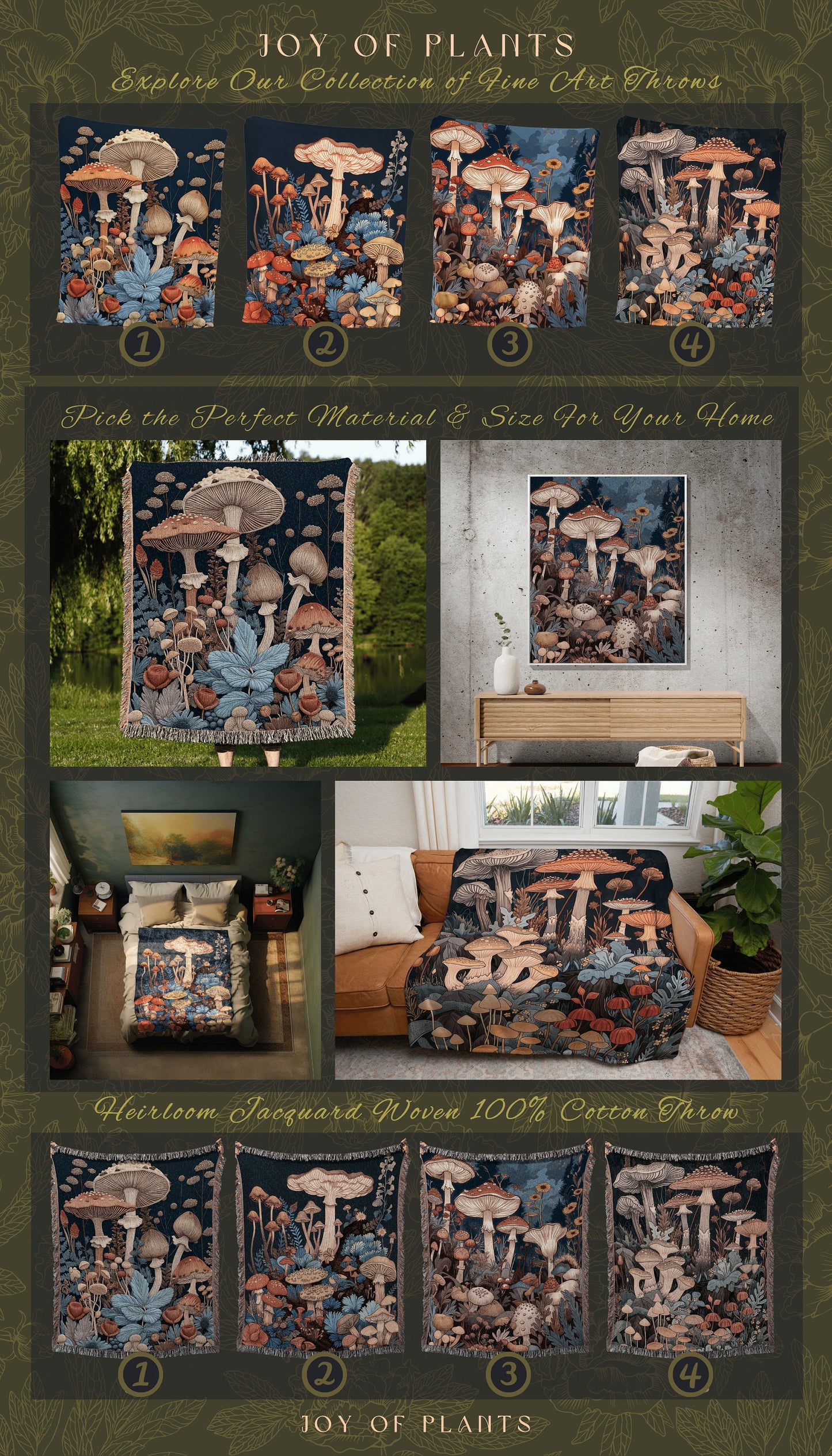 Mushroom Pillow Woodland Decor | Whimsical Room Eclectic Gift for Reading Nook Fairycore Throw Cushion Woven Fairy Aesthetic Cottagecore