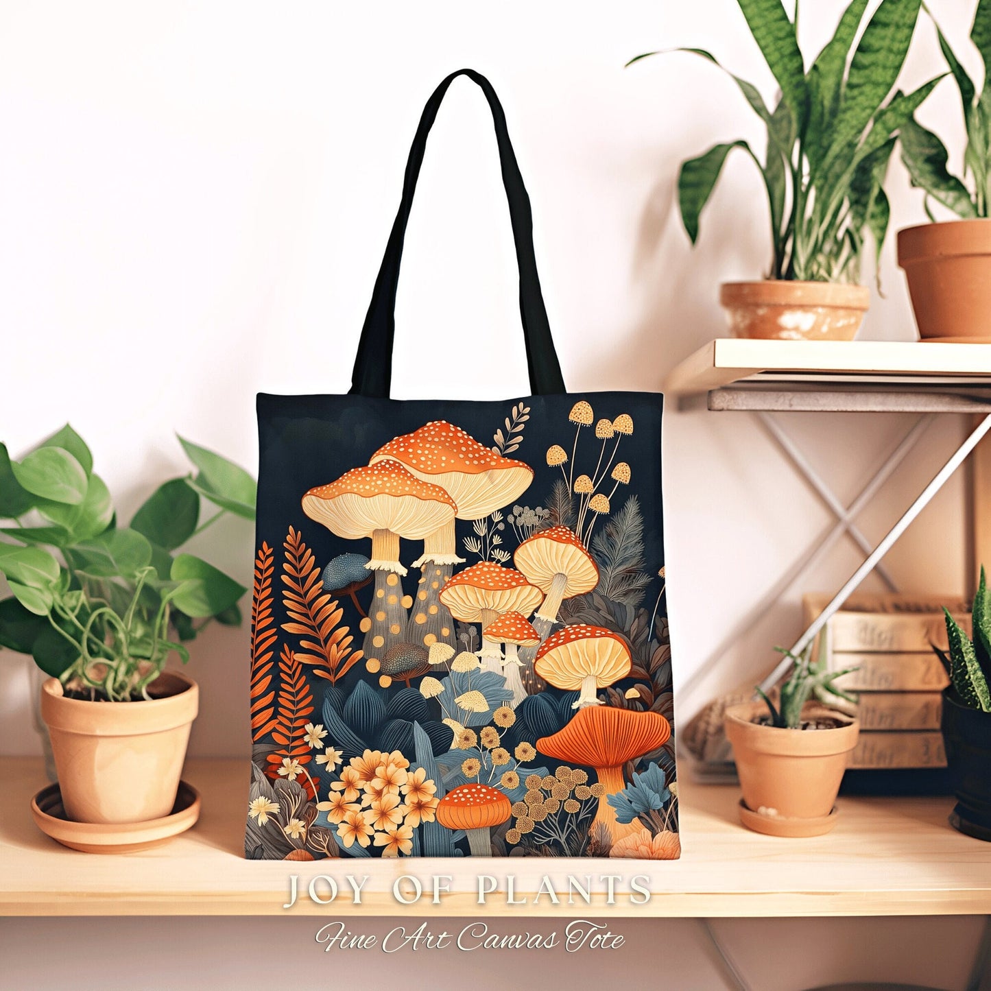 Boho Magic Mushroom Tote Bag | Ethereal Gift for Witch Fairy Mystical Bag Woven Dark Cottagecore Mystic Satchel Mycology Gift for Forager