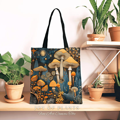 Maximalist Mushroom Aesthetic Bag | Ethereal Gift for Witch Fairy Mystical Bag Woven Dark Cottagecore Satchel Mycology Gift for Forager