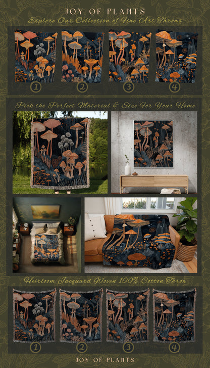 Dark Academia Tapestry Tote | Ethereal Gift for Forager Fairy Core Mystical Bag Woven Cottagecore Satchel Mycology Gift for Mushroom Lover