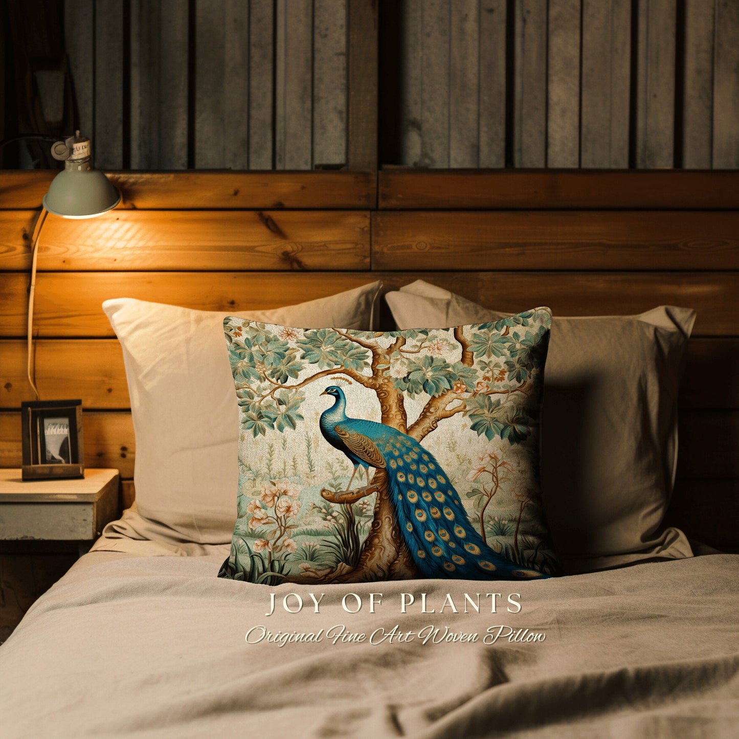 Bold Aesthetic Accent Pillow | William Morris Inspired Peacock Woodland Decor Cushion Maximalist Ornate Home Decor Throw Pillow Eclectic