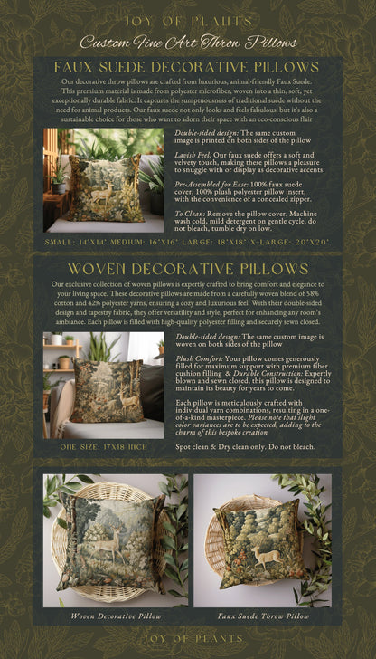 Woodland Deer Pillow Fairycore | William Morris Inspired Woodland Fairy Core Decor Cushion Maximalist Ornate Home Decor Throw Pillow