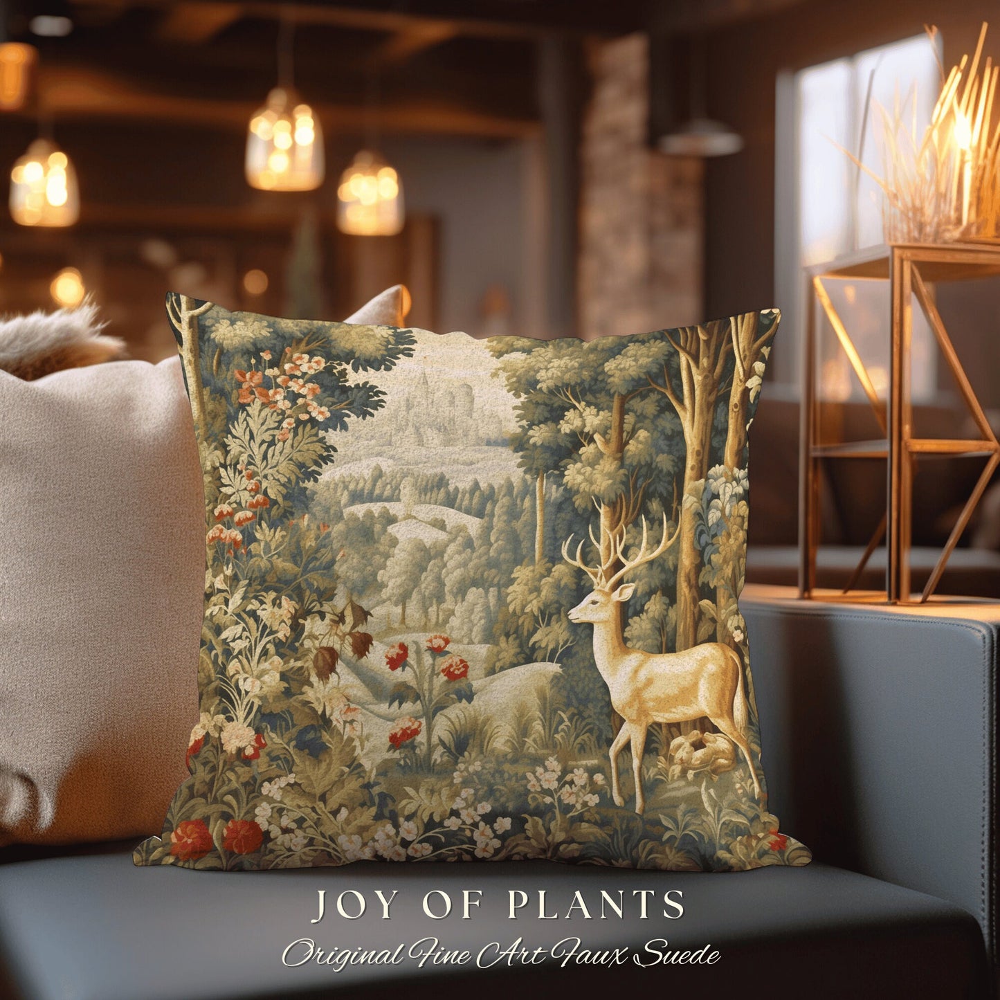 Folklore Aesthetic Pillow | William Morris Inspired Woodland Fairycore Decor Cushion Maximalist Ornate Home Decor Throw Pillow Eclectic