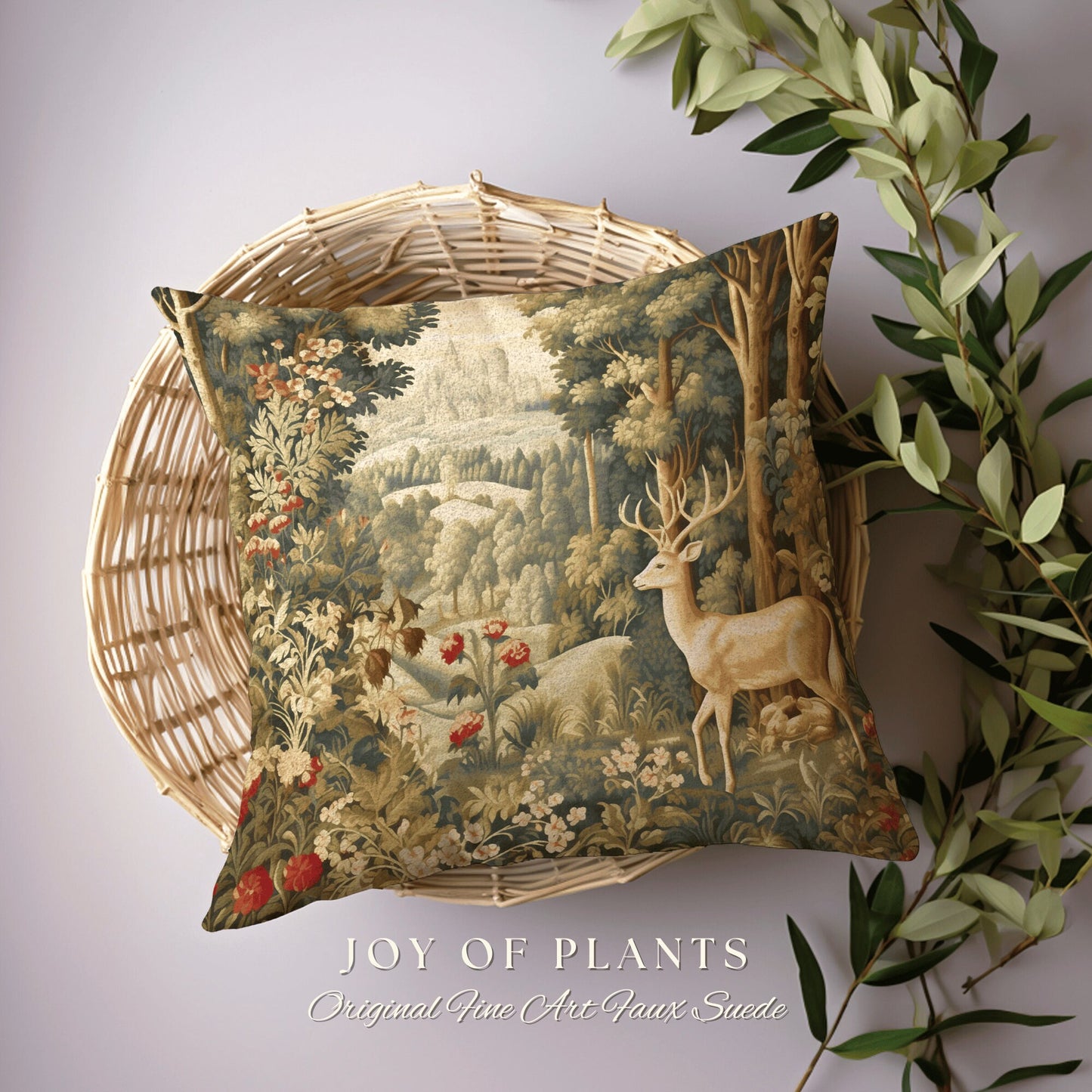 Folklore Aesthetic Pillow | William Morris Inspired Woodland Fairycore Decor Cushion Maximalist Ornate Home Decor Throw Pillow Eclectic