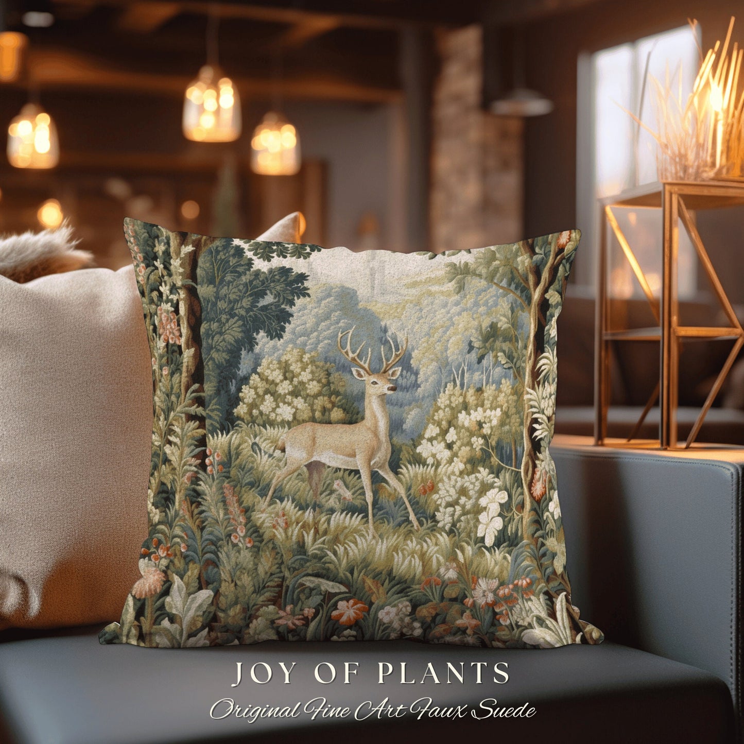 Folklore Aesthetic Deer Pillow French Landscape Inspired Woodland Fairycore Decor Cushion Whimsical Cottagecore Home Decor Throw Pillow