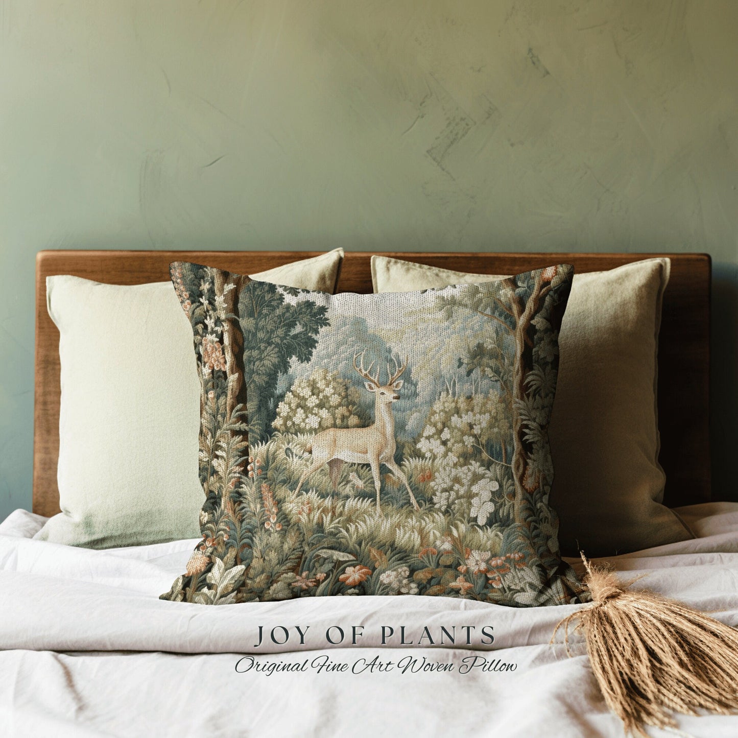 Folklore Aesthetic Deer Pillow French Landscape Inspired Woodland Fairycore Decor Cushion Whimsical Cottagecore Home Decor Throw Pillow