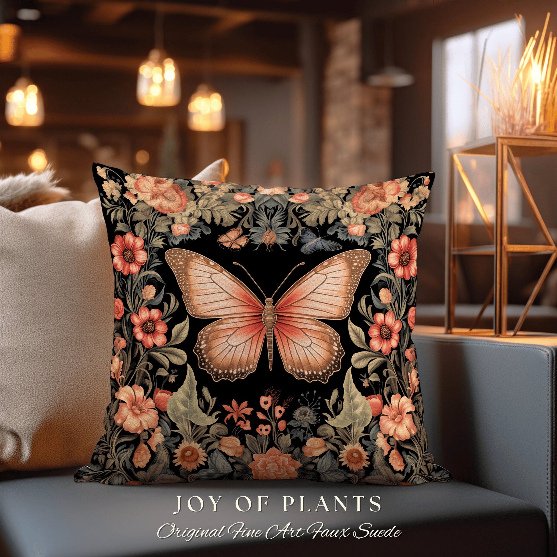 Fairycore Butterfly Throw Pillow | Fairy Aesthetic Cottagecore Moth Aesthetic Cushion Maximalist Ornate Home Decor Housewarming Gift Boho