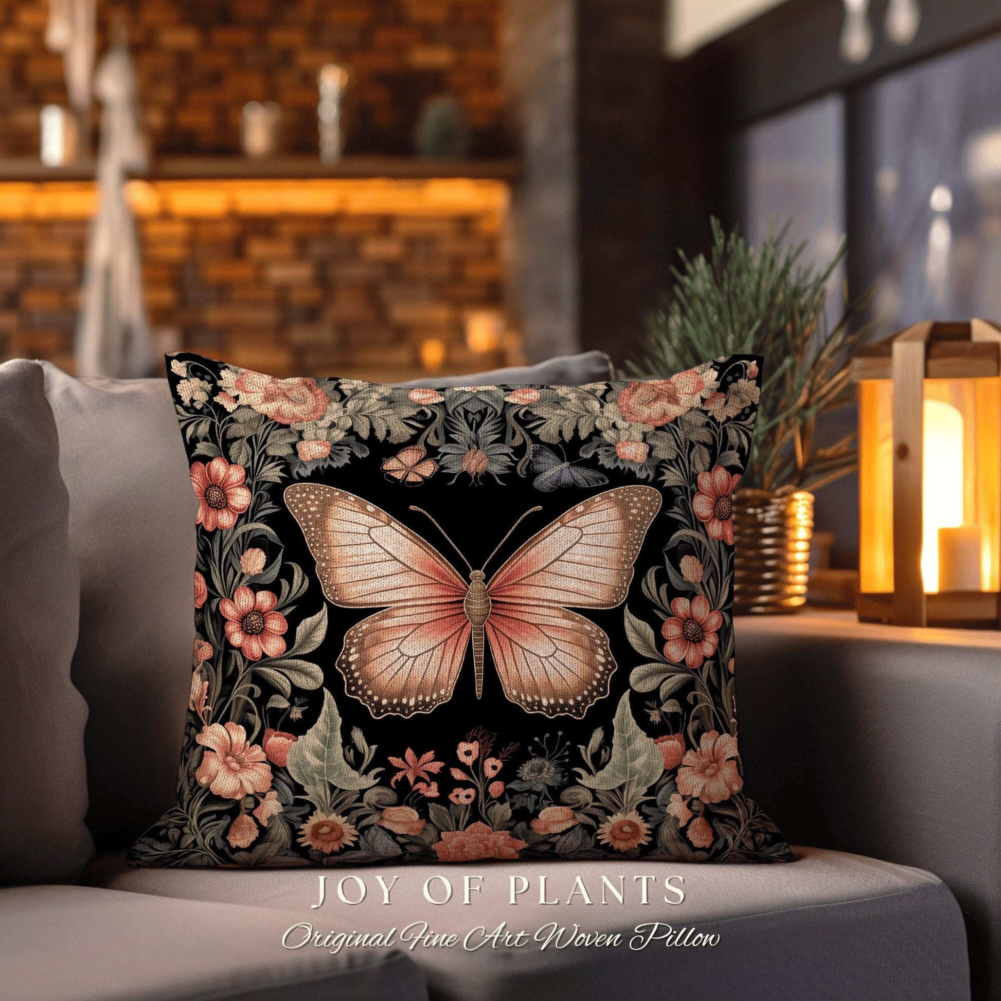 Fairycore Butterfly Throw Pillow | Fairy Aesthetic Cottagecore Moth Aesthetic Cushion Maximalist Ornate Home Decor Housewarming Gift Boho