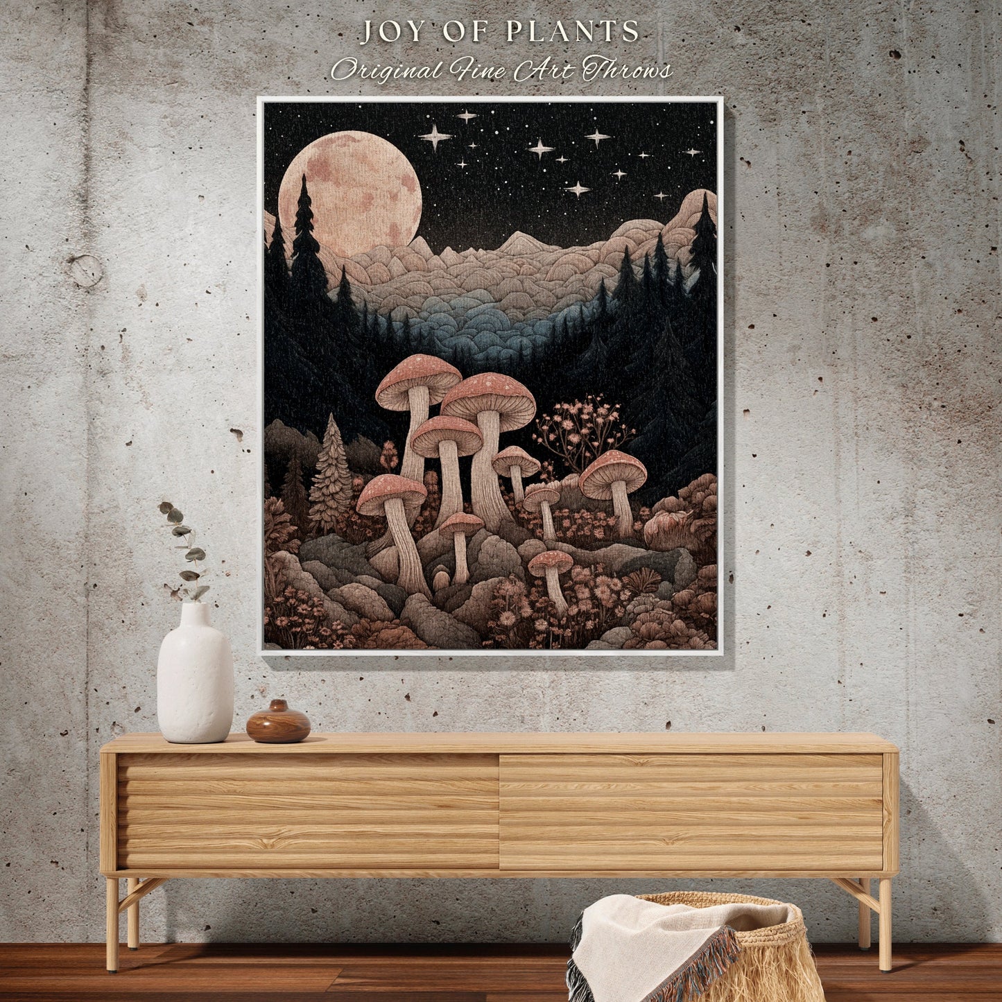 Dark Fairycore Mushroom Tapestry | Ethereal Aesthetic Folklore Blanket Room Decor Celestial Throw Mycology Gift for Mushroom Lover Celestial