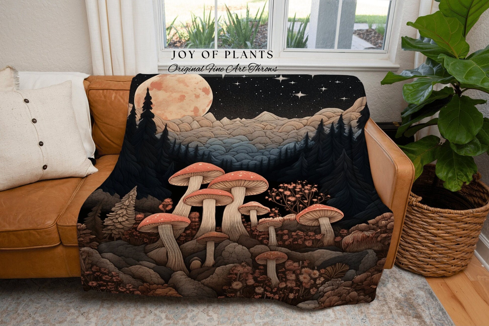 Dark Fairycore Mushroom Tapestry | Ethereal Aesthetic Folklore Blanket Room Decor Celestial Throw Mycology Gift for Mushroom Lover Celestial