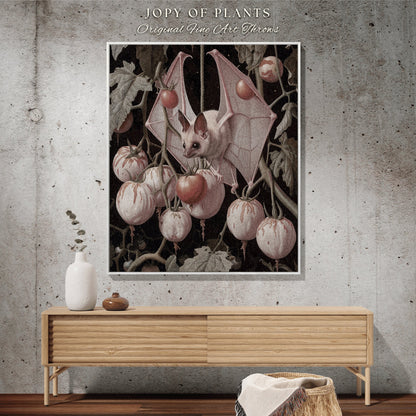 Pink Bat Gothic Blanket | Botanical Bedroom Decor Pastel Pink Tapestry Woven Throw Blanket Whimsigoth Bat Dark Cottagecore Wall Art |